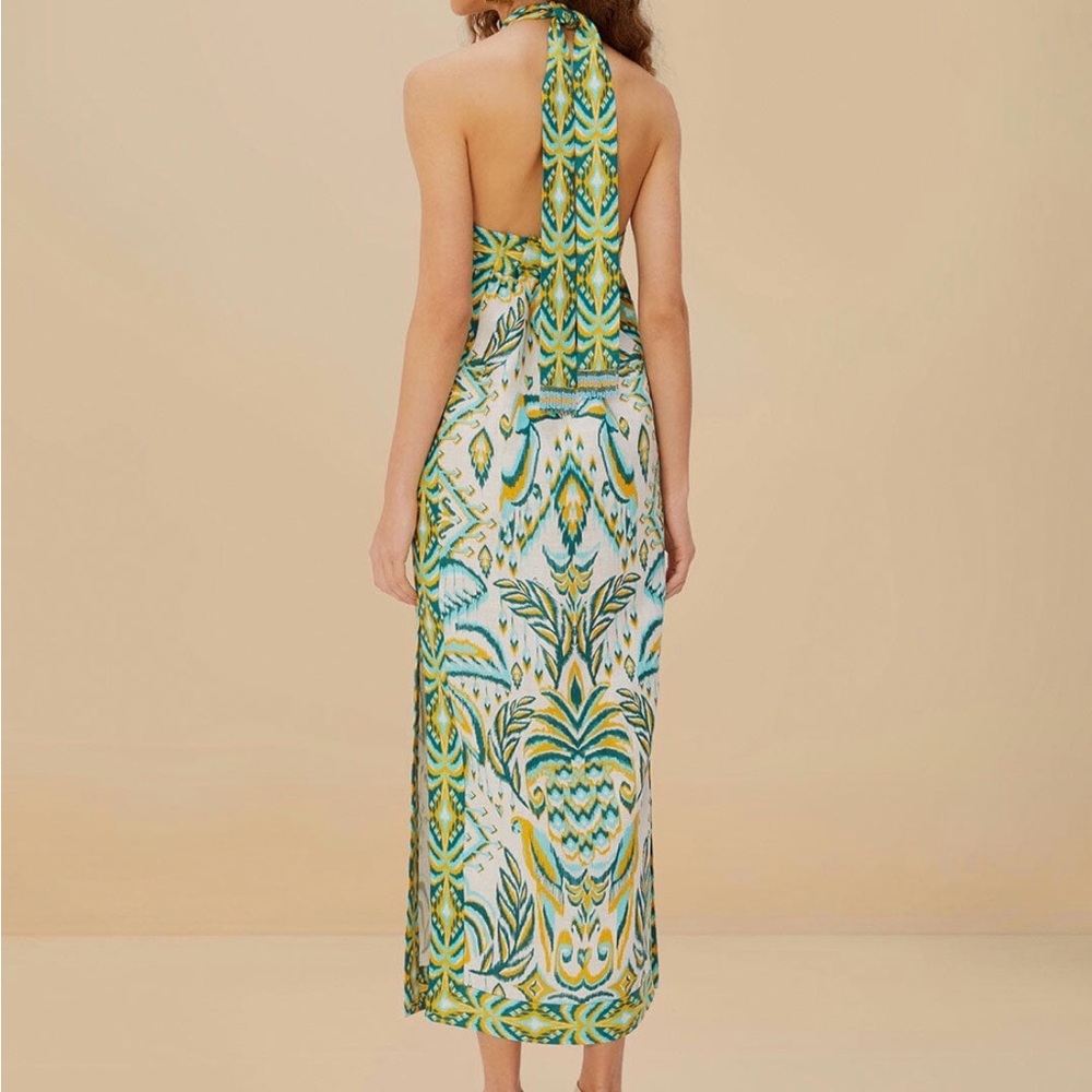 NWT FARM Rio Vibrant Green and Yellow Midi Dress - Picture 2 of 8